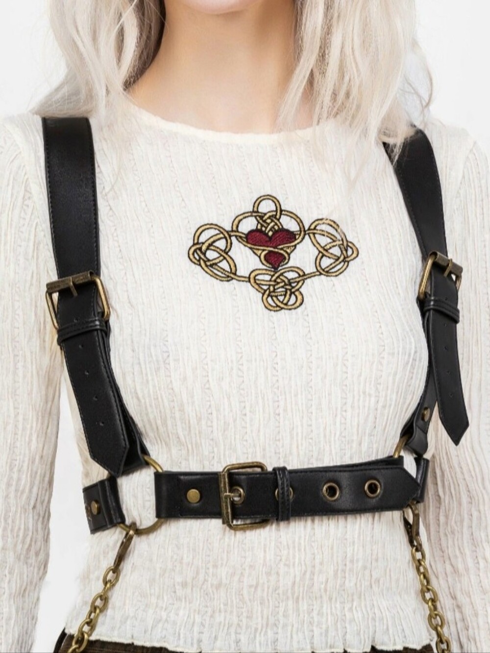 DISTURBIA Vignette Brass Chain Harness - Black